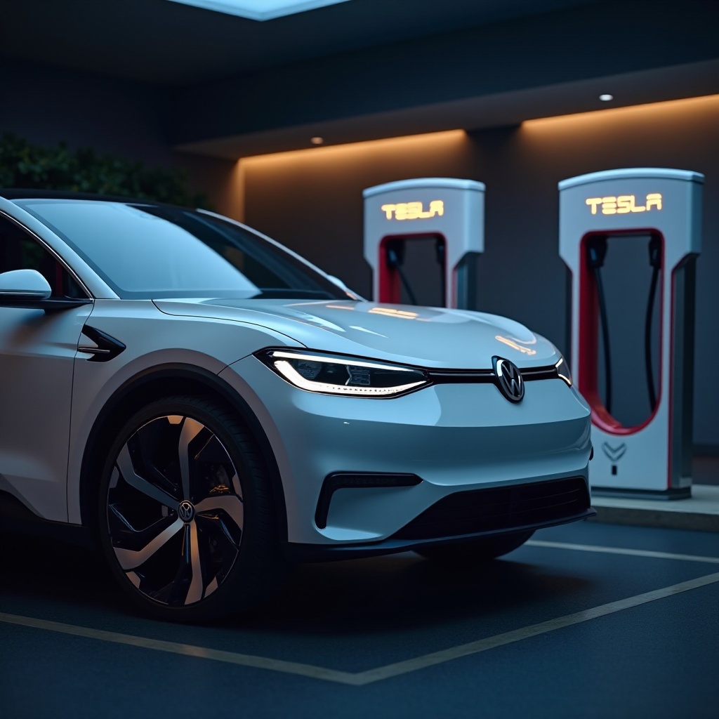 id4 am Tesla Supercharger aufladen