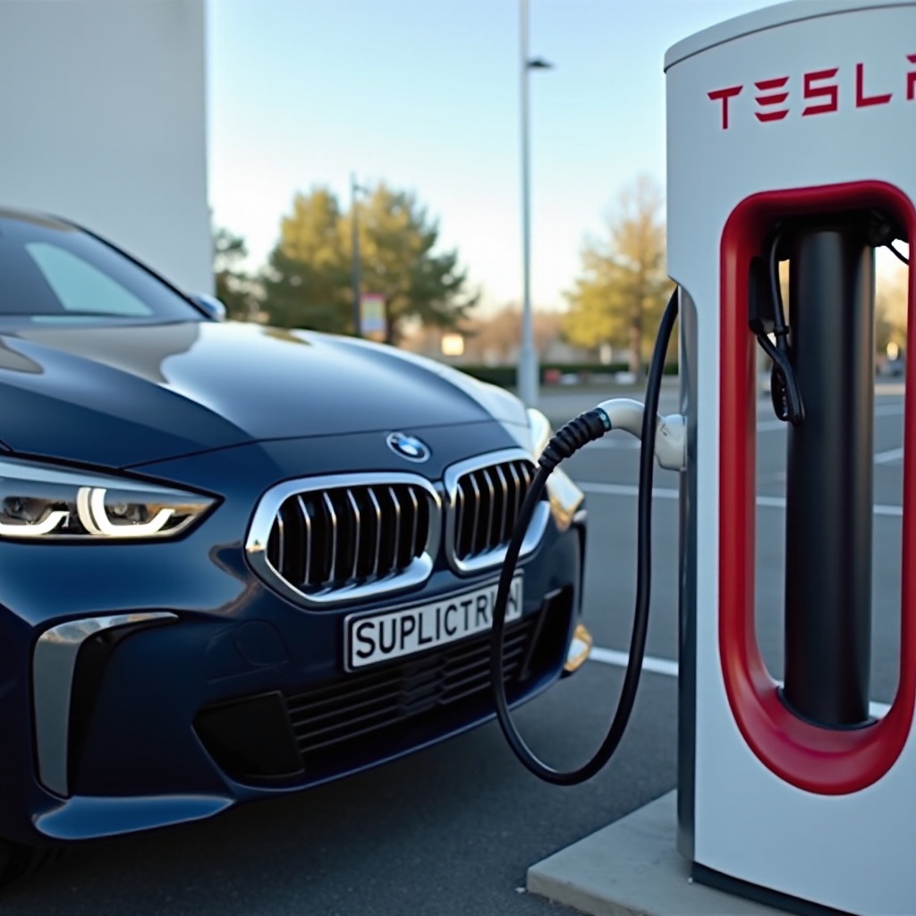 recharger la BMW à la superchargeur Tesla