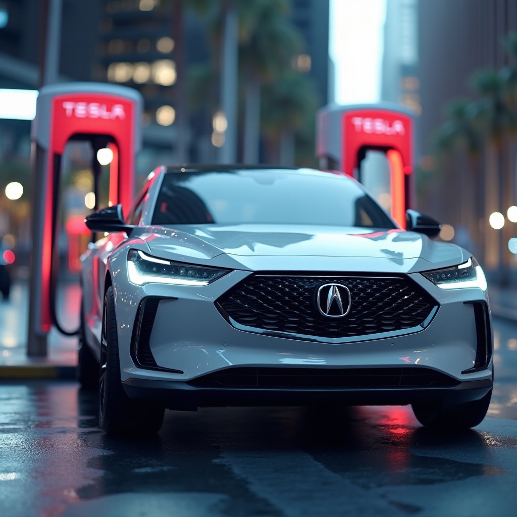 Laden von Acura ZDA an der Tesla Supercharger
