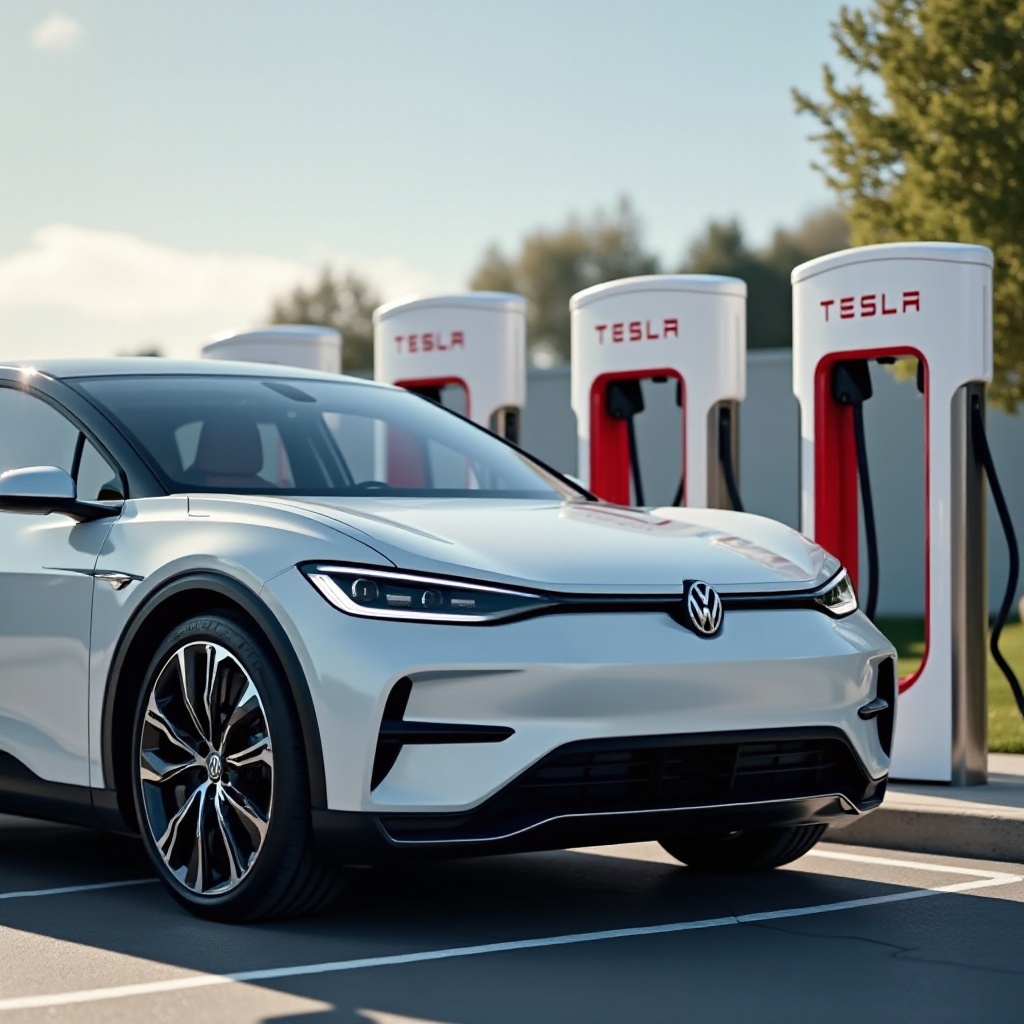 charging id4 at tesla supercharger