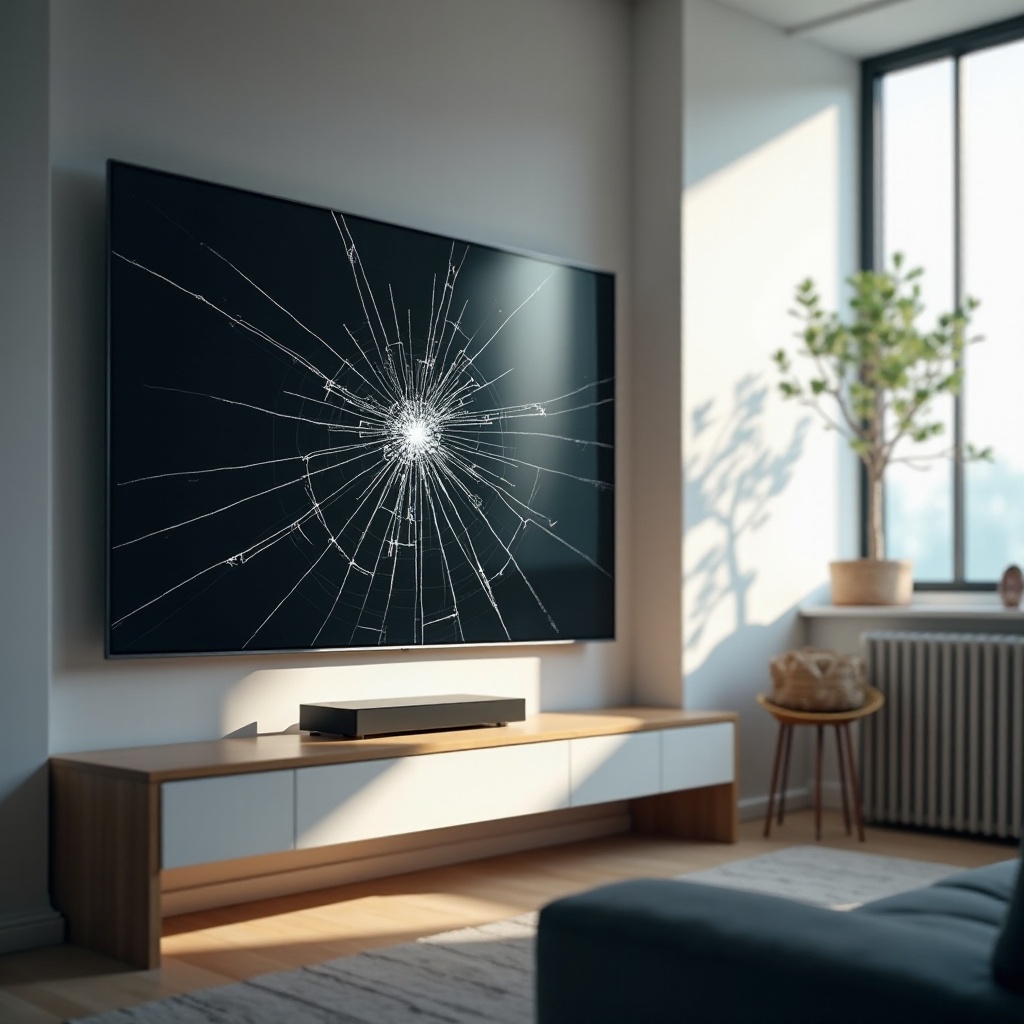 schermo piatto della TV incrinato