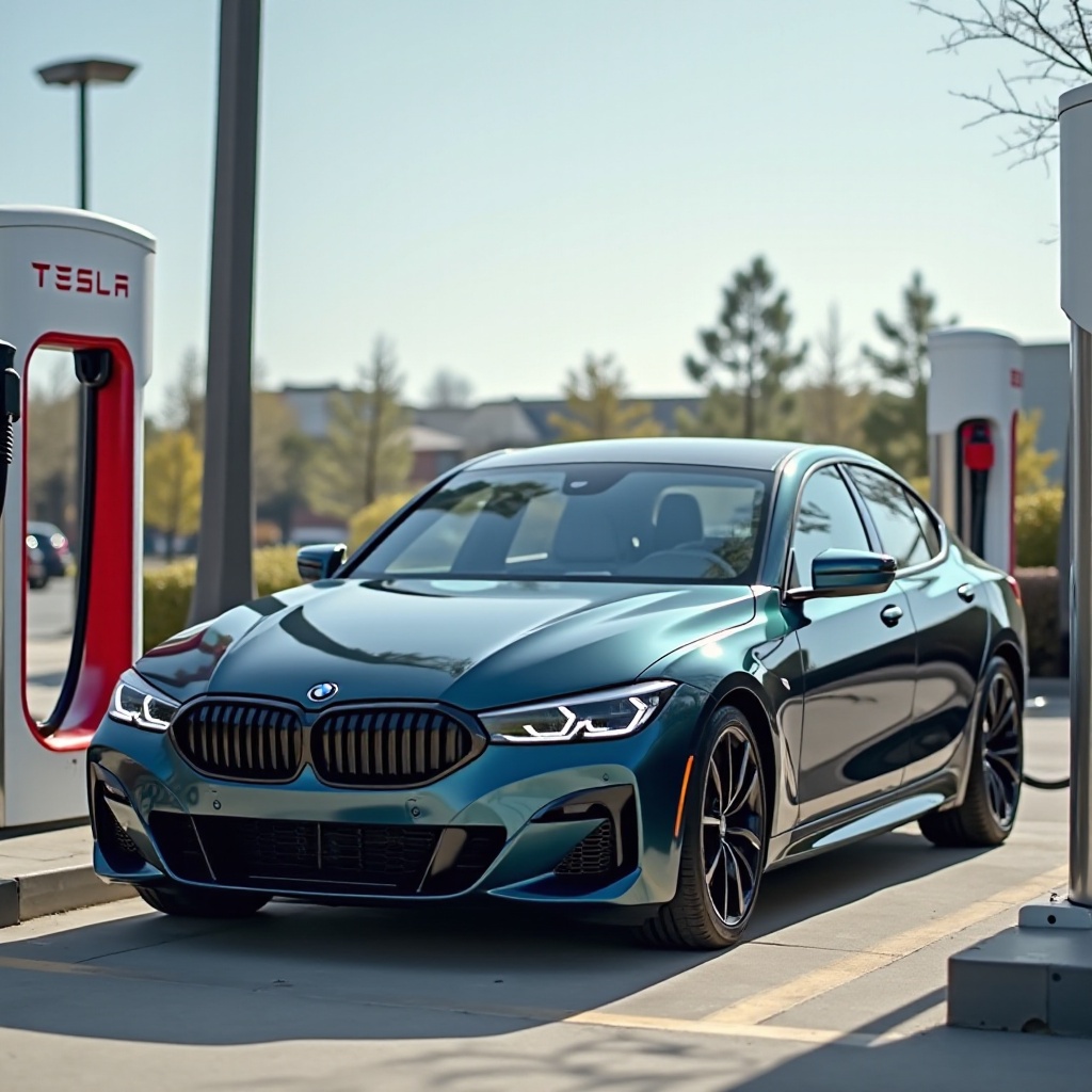 BMW am Tesla Supercharger laden