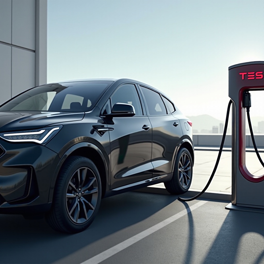 Laden des Acura ZDX am Tesla Supercharger