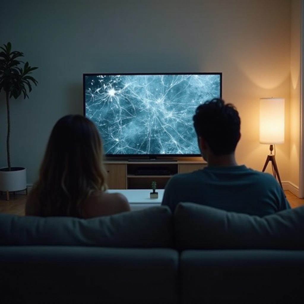 pantalla plana de televisión rota