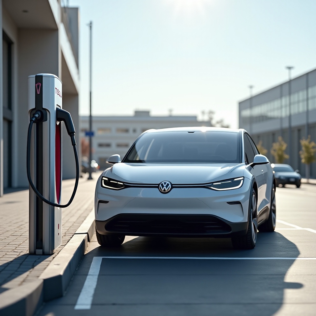 id4 opladen bij Tesla Supercharger