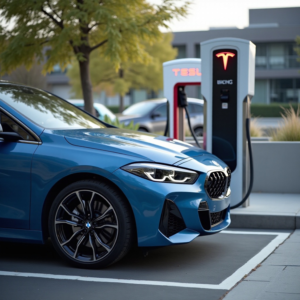 carregar a BMW no supercharger da Tesla