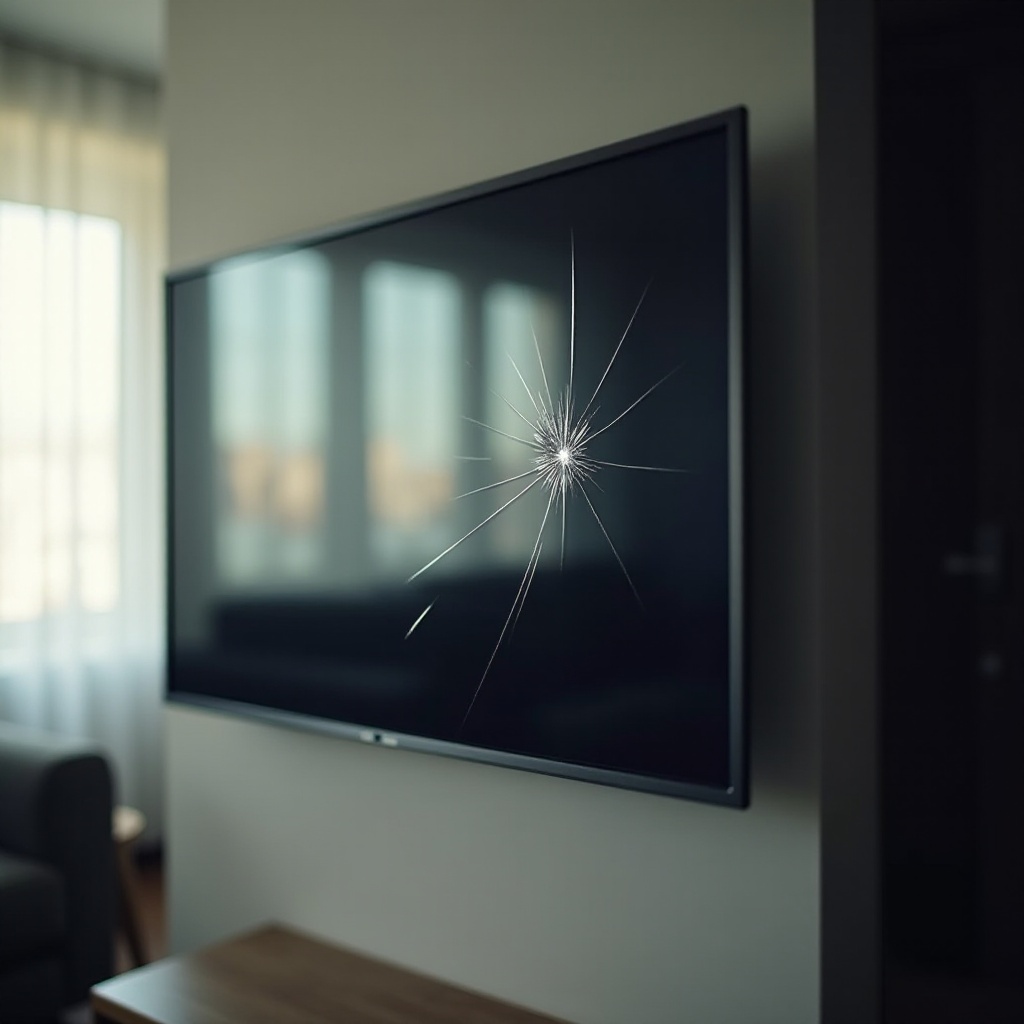 TV de tela plana rachada