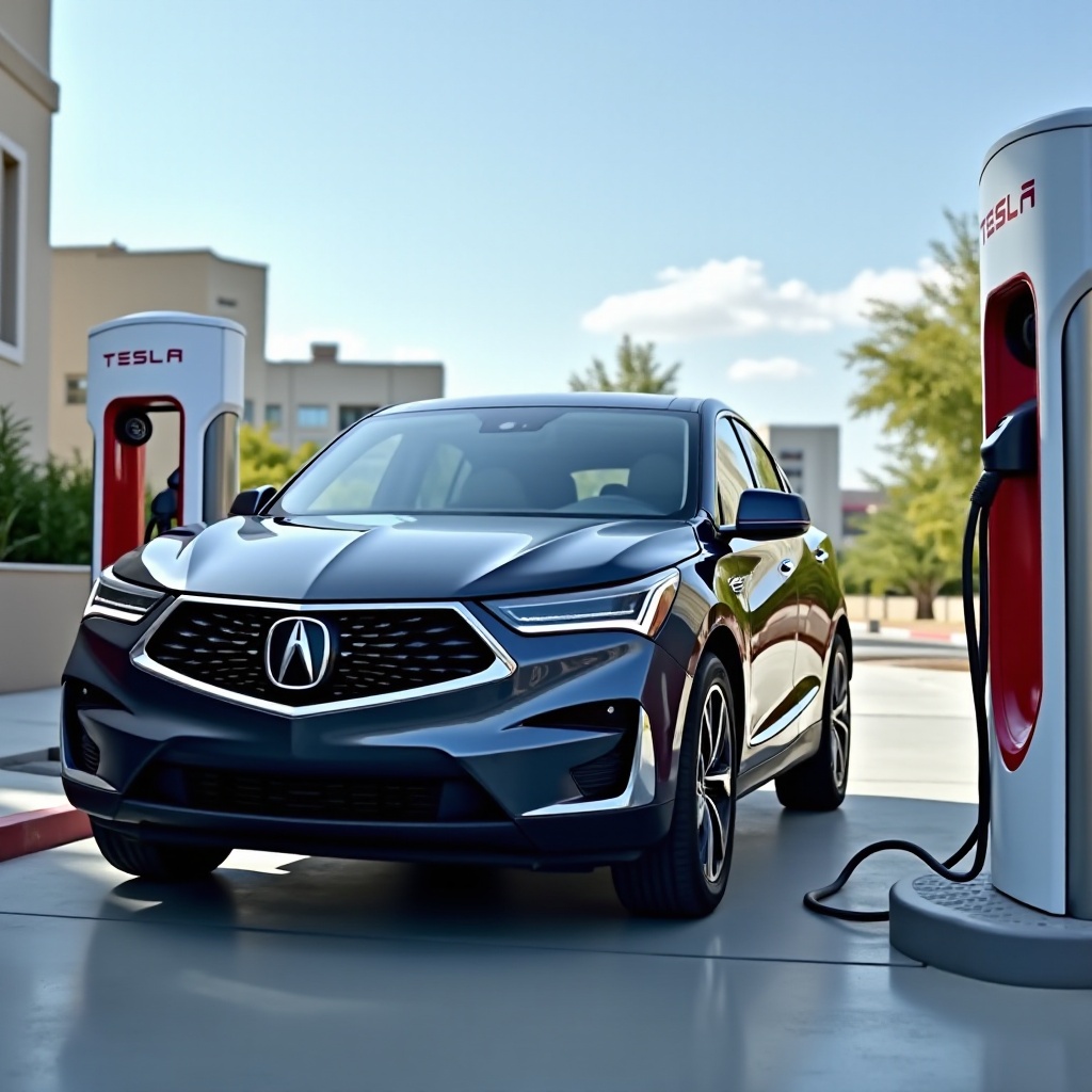cargar el Acura ZDX en el supercargador de Tesla