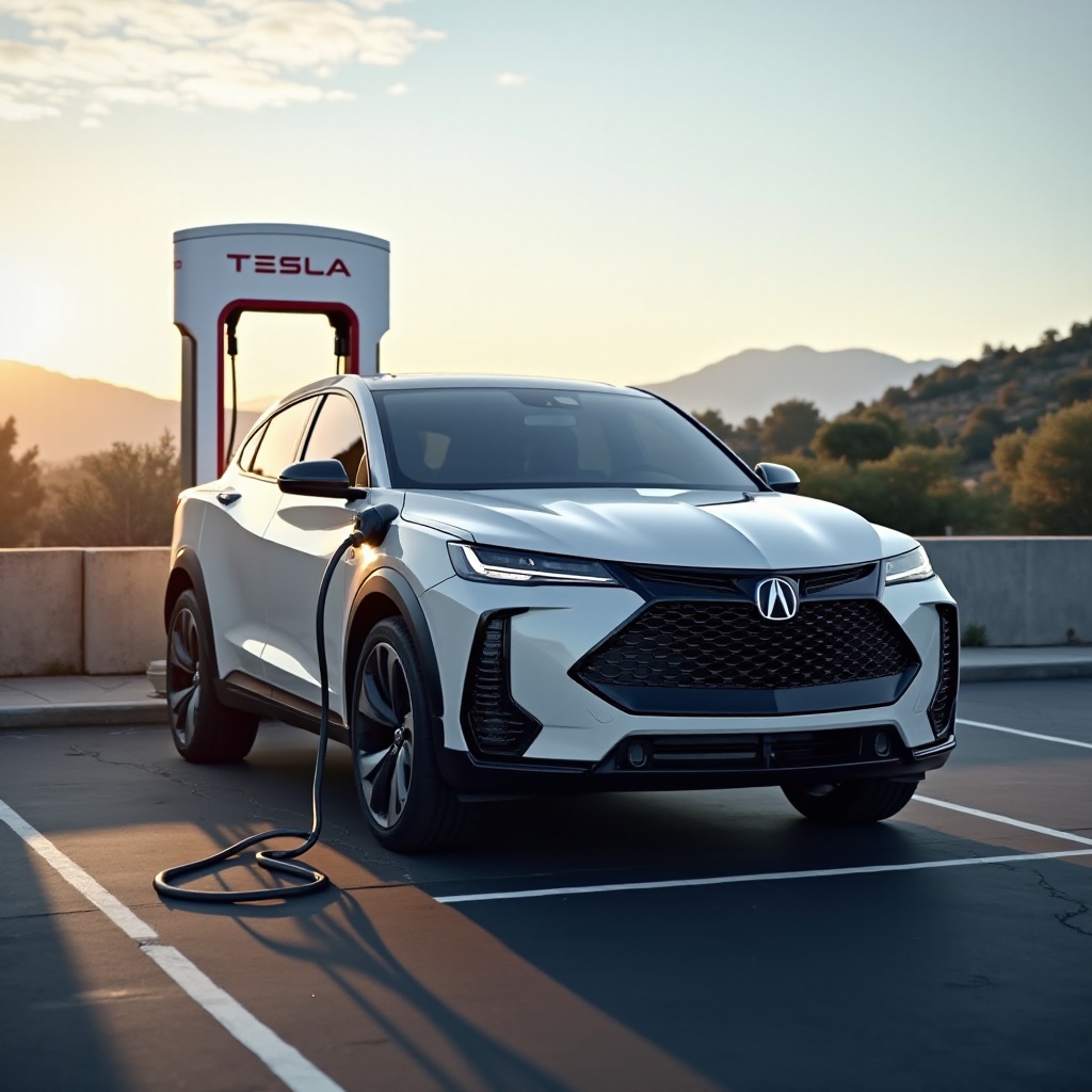 cargar el Acura ZDX en el supercargador de Tesla