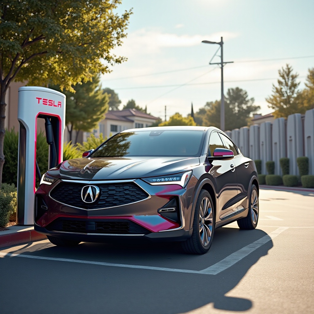 carregar o Acura ZDX no supercarregador da Tesla