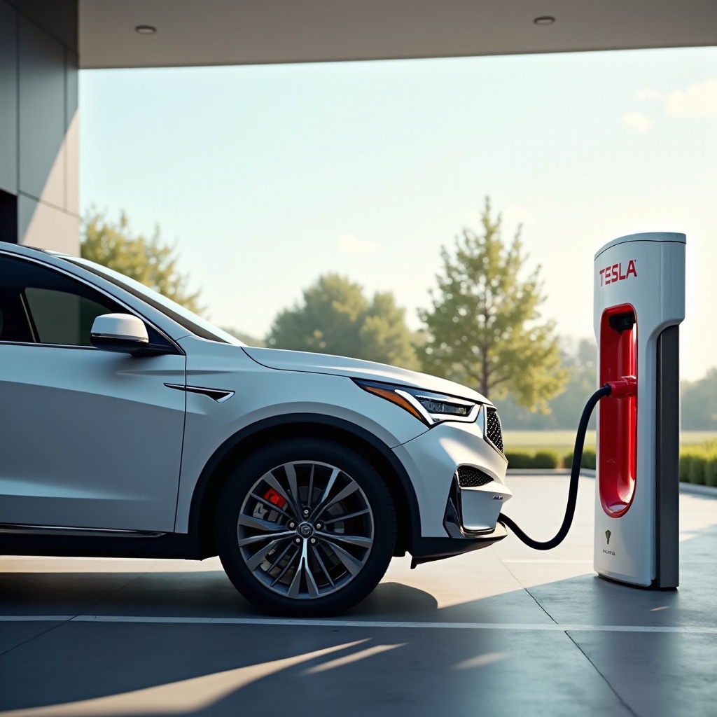 Laden des Acura ZDX am Tesla Supercharger