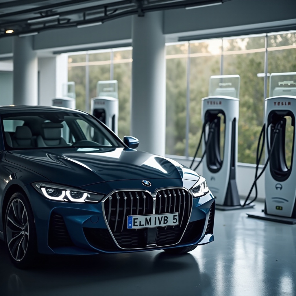 BMW opladen bij een Tesla Supercharger