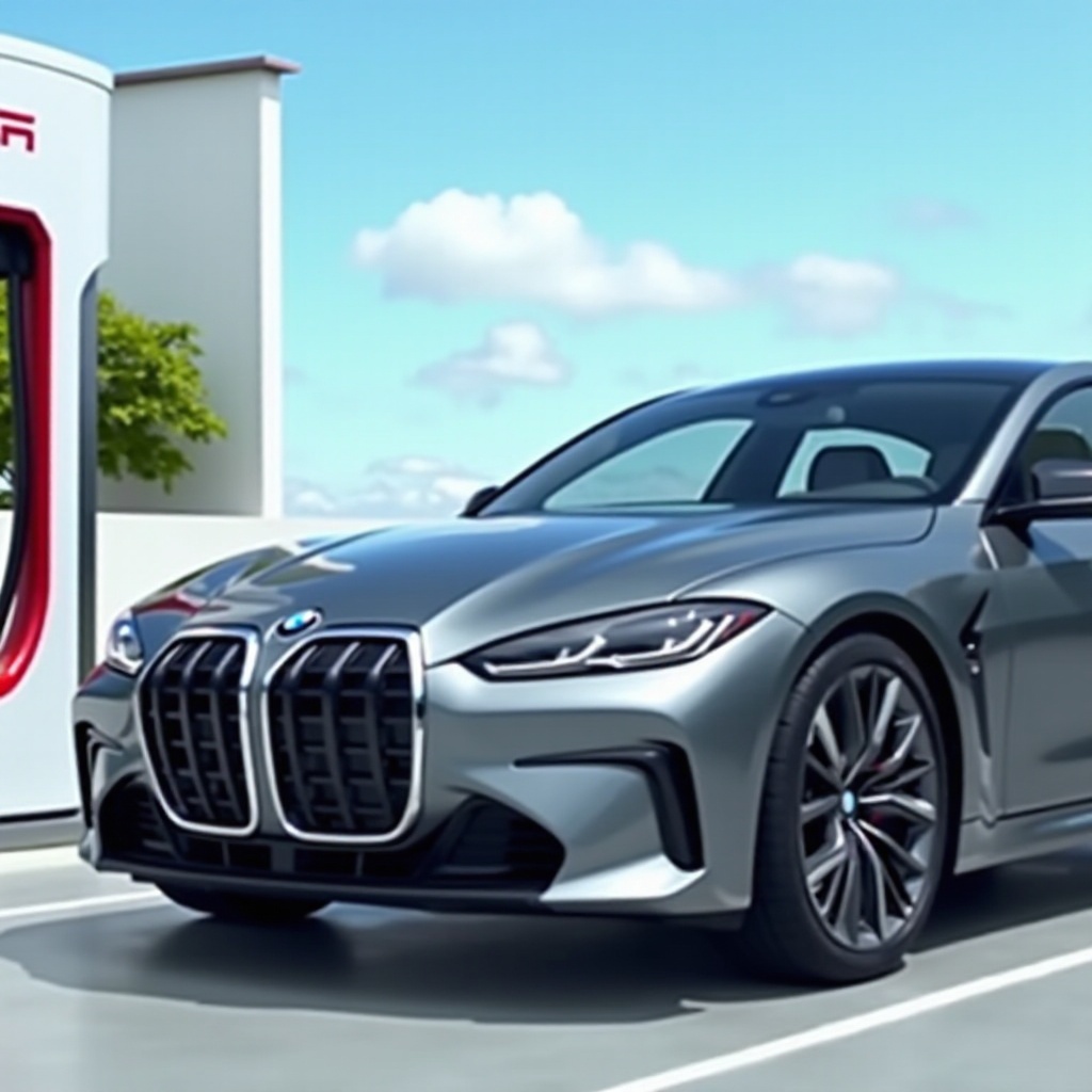 cargar el BMW en el supercargador de Tesla