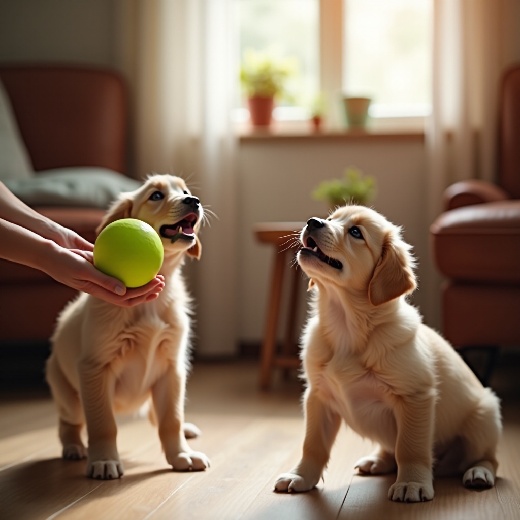 cómo enseñar a un cachorro a traer una pelota